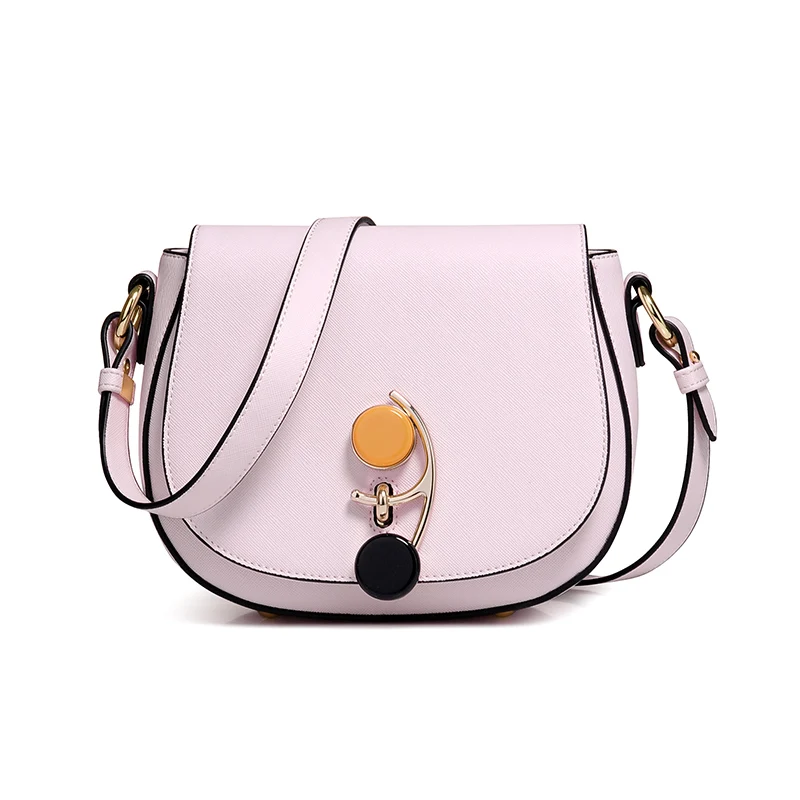 

Women's new wild double color hardware lock pig bag Korean simple's color saddle wedding figure mini bag