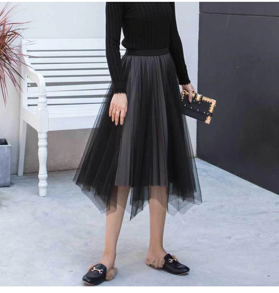 Reversible Velvet Tulle High Waist Pleated Skirt | Uniqistic.com