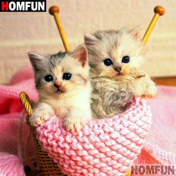 

HOMFUN Full Square/Round Drill 5D DIY Diamond Painting "Animal cat" 3D Embroidery Cross Stitch 5D Home Decor A07642