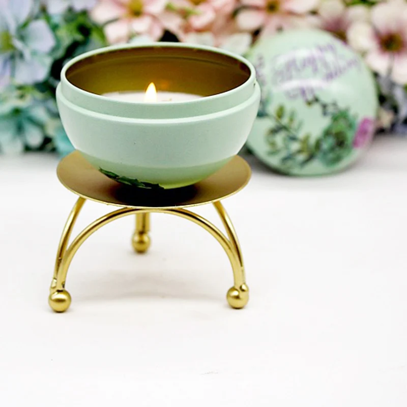 

Modern Geometric Round Wrought Iron Candlestick Table Decoration Ornaments Creative 3D Candles Holder for Home Living Room Decor