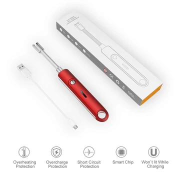 

USB Rechargeable Electric Arc Lighter Windproof Flameless Flexible for Home Kitchen BBQ E2S