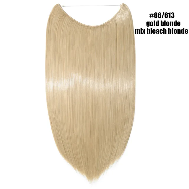 BENEHAIR Invisible Wire No Clips In Hair Extensions Secret Fish Line Hairpieces Synthetic Hair Extensions Fake Hair For Women 86-613
