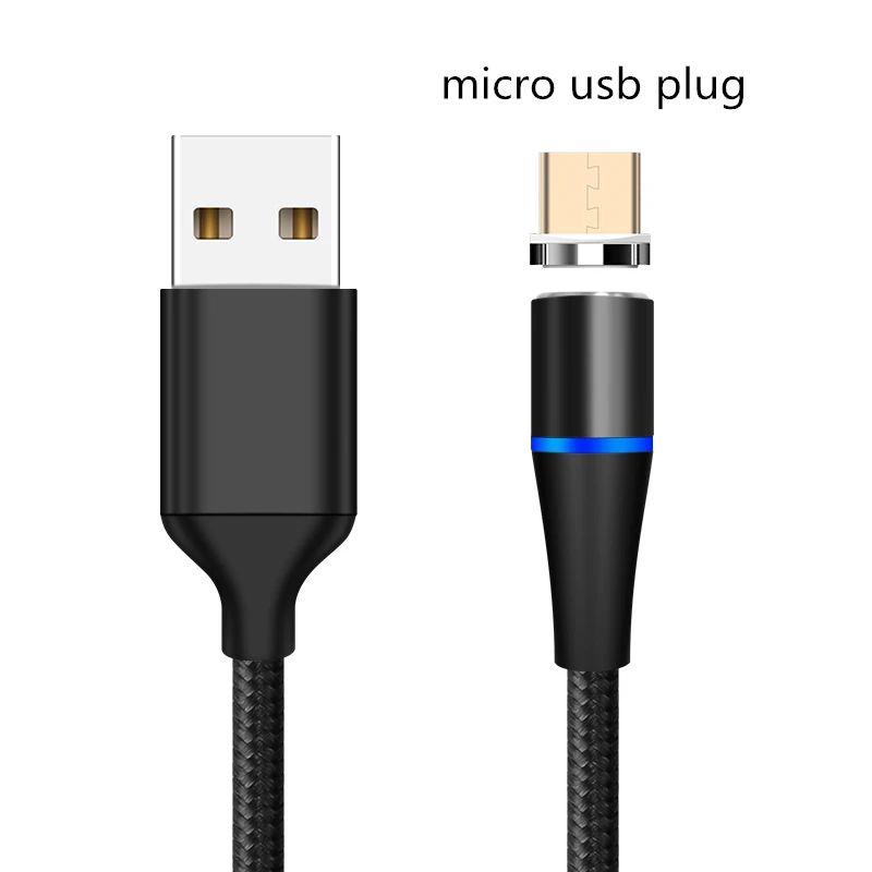 black micro plug SUNPHG 3A быстрой зарядки Магнитный кабель Зарядное устройство для iPhone xs Макс микро Тип usb C кабель для samsung s9 Мобильный телефон провода - Цвет: black micro plug