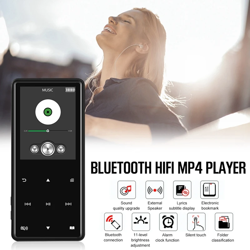 Bluetooth Mp4 портативный медиа музыкальный плеер 2,4 дюймов пресс-экран ключ Hifi воспроизведение видео Rom 16 Гб черный металл