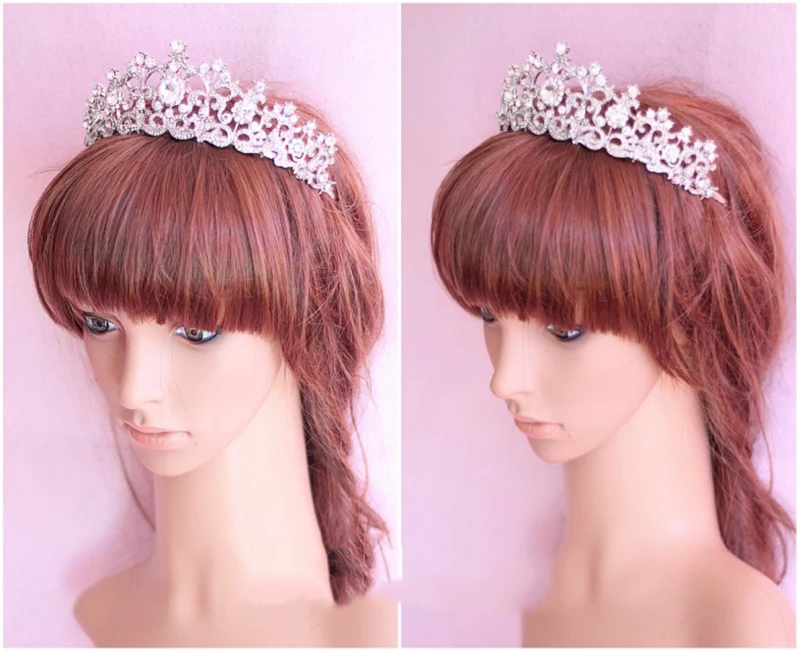 White Vintage Rhinestone Bridal Tiara Wedding Hair Accessories Crystal