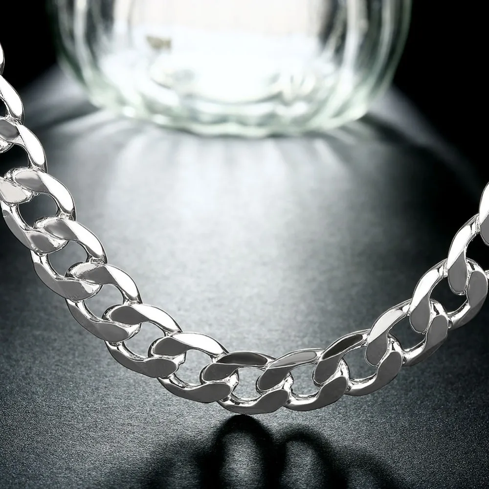 

50pcs men necklace 8MM 20inches long Links chain factory price fashion silver men's jewelry 925 silver chain necklace men