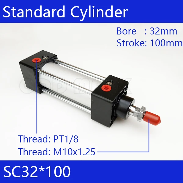SC32*100 Free shipping Standard air cylinders valve 32mm bore 100mm stroke SC32-100 single rod double acting pneumatic cylinder