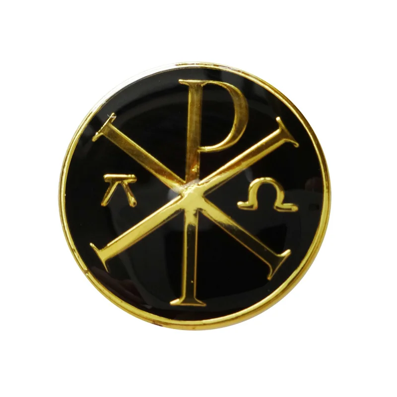 20 мм значок Chi Rho Alpha Omega Материал: железо + краска/эпоксидная смола покрытие в