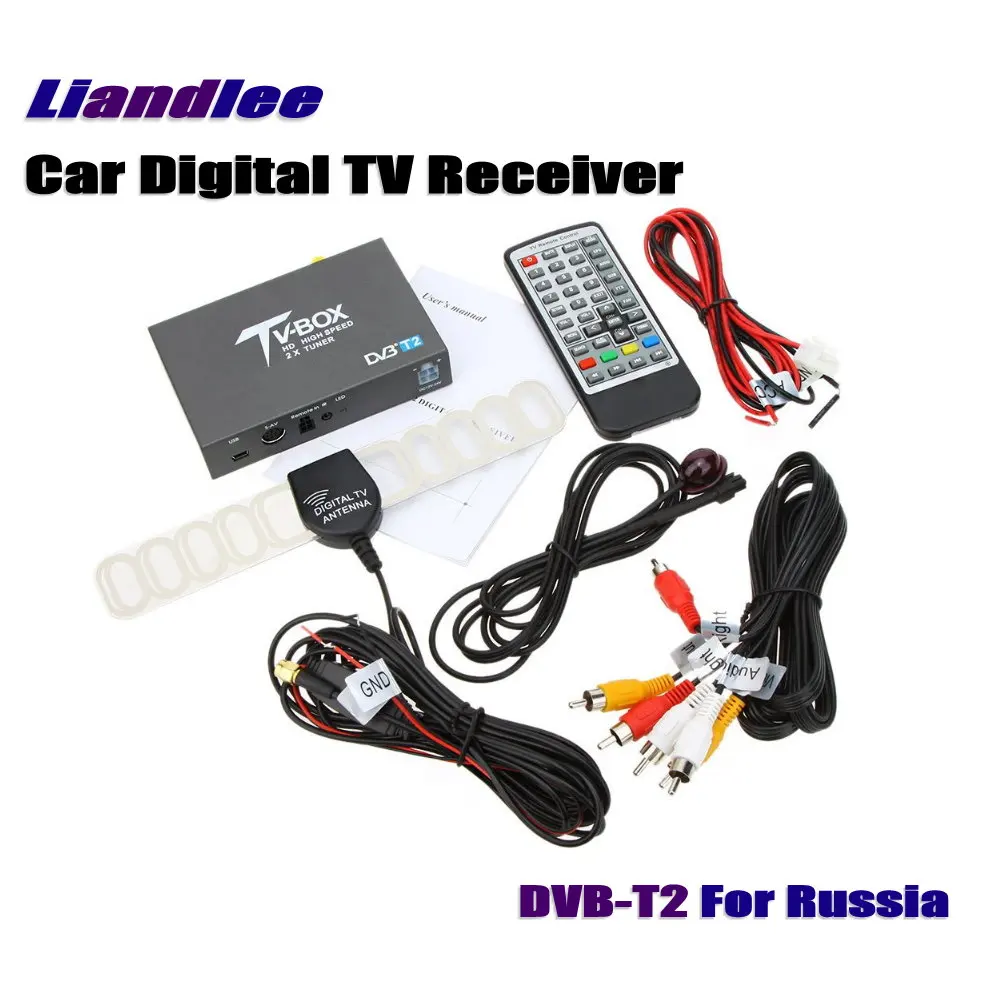 Liandlee для России DVB-T2 Автомобильный цифровой ТВ хоста получателя Mobile HD ТВ Тернер Поле антенна RCA HDMI High Скорость/ модель DVB-T2-T337