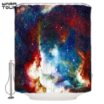 

WARMTOUR Shower Curtain Cosmic Sky Solar System Galactic Planets Extra Long Fabric Bath Shower Curtains Bathroom Decor Sets