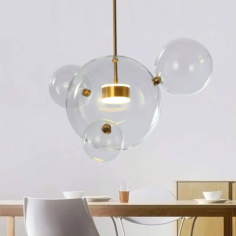Скандинавская стеклянная подвеска «Микки мауз», светодиодный светильник в стиле лофт, современный подвесной светильник в виде Пузырькового шара для дома, кухни, осветительные приборы, промышленный Декор