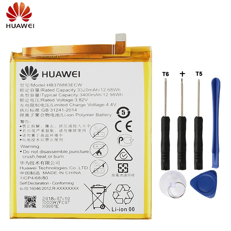 

HuaWei Original HB376883ECW Battery For Huawei P9 PLUS VIE-AL10 VIE-L09 VIE-L29 Genuine Replacement Phone Battery 3400mAh + Tool