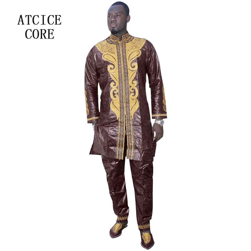 african bazin riche embroidery design dress man clothes top with pants LC060# african fashion style