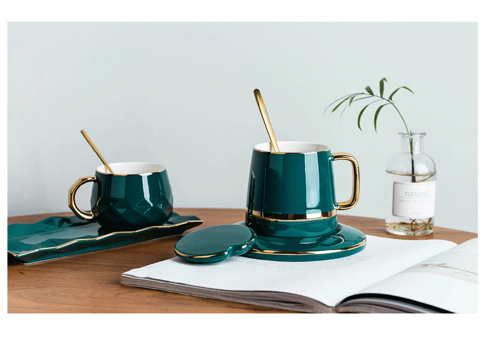 MDZF sweetome набор зеленых кофейных чашек с ковриком и крышкой и ложка для молока чашка посуда для завтрака набор