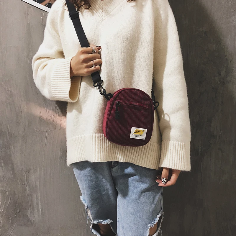 Женская миниатюрная Вельветовая сумка на плечо маленькие холщовые сумки через