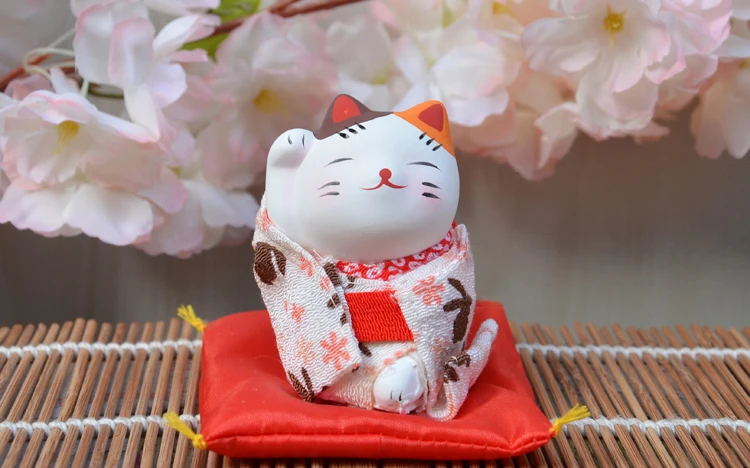 3 шт. фигурки счастливого кота японское кимоно Maneki Neko гипсовые украшения животные котенок миниатюры украшение дома бизнес подарок