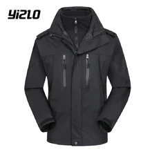 YIZLO Winter mens parka Thick Fleece coat Thermal Warm Windproof Hood warm cotton coat waterproof windproof parka