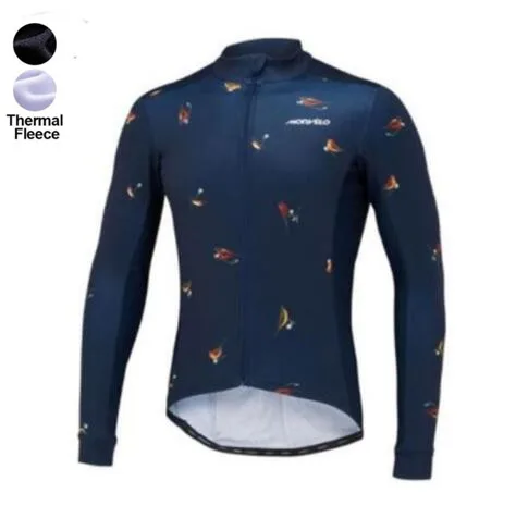 Качество Зима Весна термо флис сохраняет тепло ветрозащитный Велоспорт Джерси с длинным рукавом велосипедная одежда классический Покер Дизайн - Цвет: 010