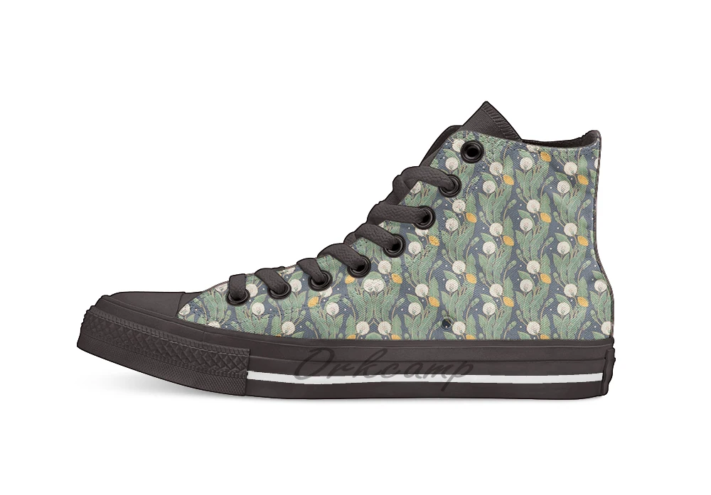 

dandelion seamless pattern Unisex High Top Canvas flat Casual Custom shoes Drop Shipping