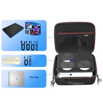 

2019 Newest PS4 Slim Hard EVA Travel Bag Carrying Case Protective Handbag with Shoulder Strap for Sony Playstation 4 Slim