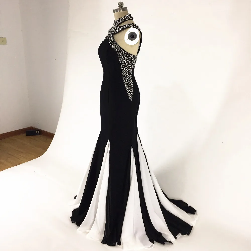 Черные вечерние платья, элегантное платье русалки с длинным рукавом для выпускного вечера, вечерние платья для выпускного вечера с бисером, robe de soiree vestidos largos