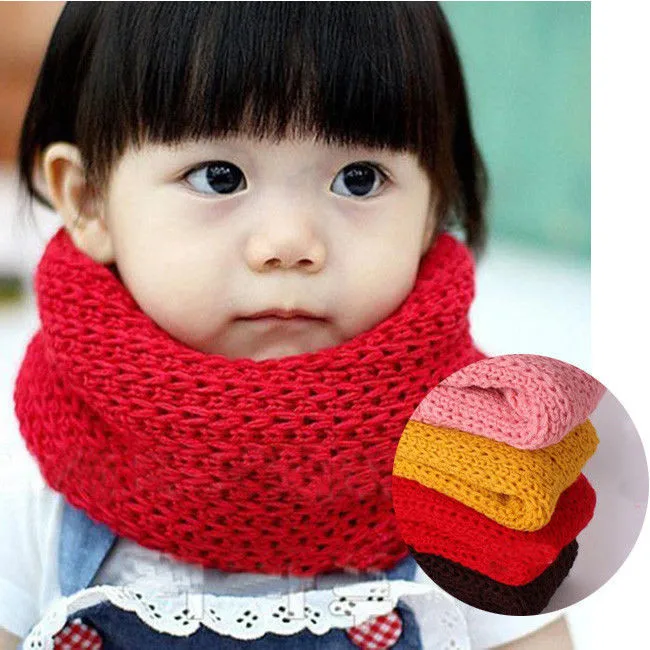 Г. Лидер продаж, зимний шейный платок для женщин и детей, хлопковый детский нагрудник, теплые мягкие шарфы для мальчиков и девочек, вязаные, с круглым вырезом, Scarf60 - Цвет: child red