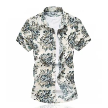 Мужская рубашка с цветочным принтом, брендовая Новая летняя рубашка с коротким рукавом, большие размеры 5XL 6XL, приталенная Повседневная Удобная хлопковая рубашка, SL-S089
