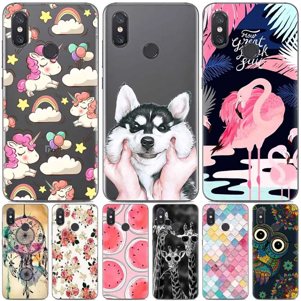 Xiaomi Mi 8 case funda Xiaomi Mi 8 SE case soft TPU unicorn floral marble painting case for Xiaomi Mi 8 phone Mi8 silicone cover