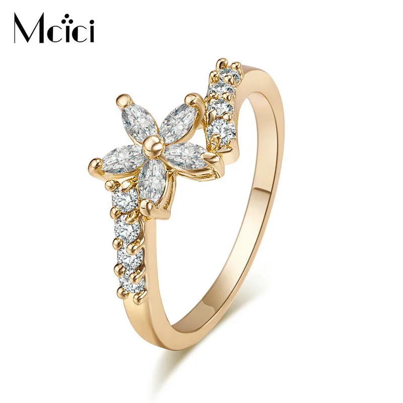 

Hyperbole Flower Shape Drop AAA Zircon Rings for Woman Trendy Gold Color Charm Rings Jewelry & Accessories for Girls on Sale