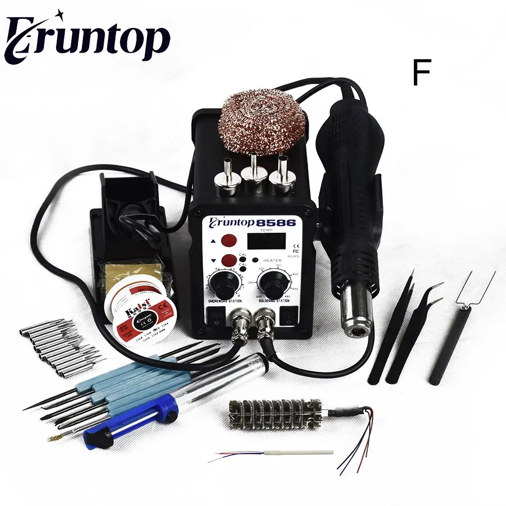 

New Eruntop 8586 Double Digital Display Electric Soldering Irons +DIY Hot Air Gun Better SMD Rework Station