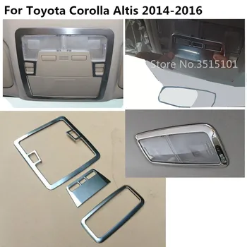

Car Cover Stick ABS Chrome Front+Rear Back Read Head Reading Light Switch Trim 3pcs For Toyota Corolla Altis 2014 2015 2016