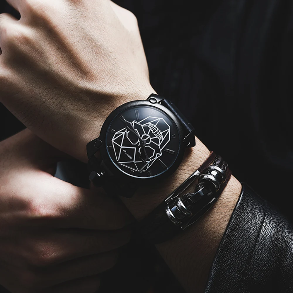 Ceny 2018 kreatywny czaszka mężczyźni zegarek marki luksusowe złoty zegar mężczyzna wojskowy zegarki Casual Vintage skórzany zegarek wodoodporny relogio