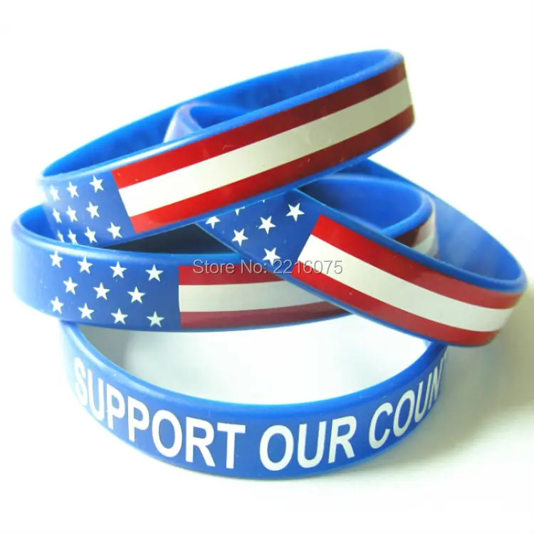 300pcs Blue White Red Flag World Cup Usa Wristband Silicone 300pcs Blue White Red Flag World Cup