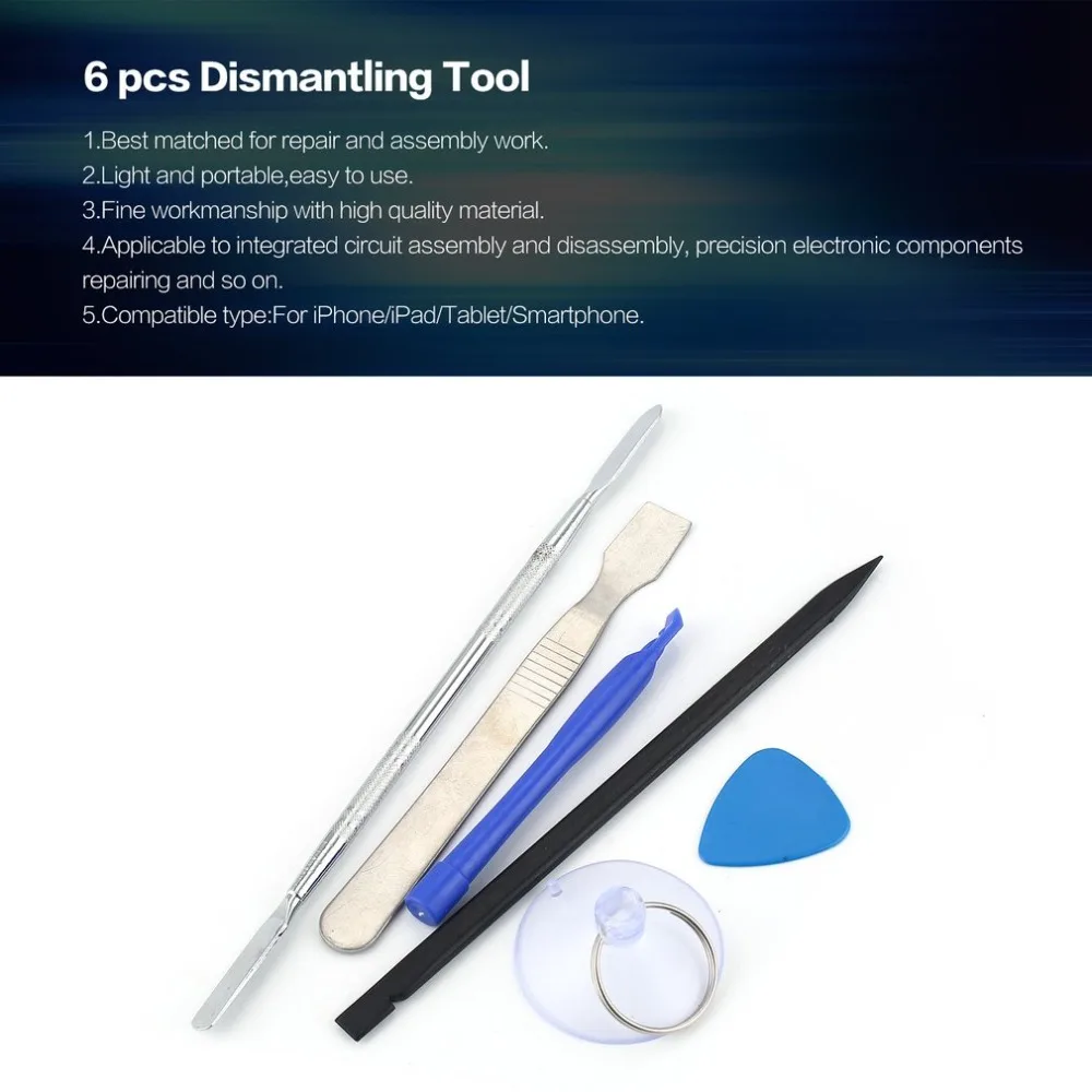 

6 pcs Phone Dismantling Spudger Cell Phone Crowbar Scraper Laptop Tablet iPad Smartphone Opening Repairing Tool Crowbar Kit