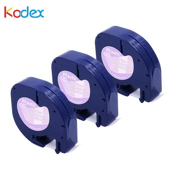 

Kodex 3PK/lot 12mm 12267 Black on Clear Compatible DYMO Letra tag Plastic Label Tape for dymo LT-100H Label Printer