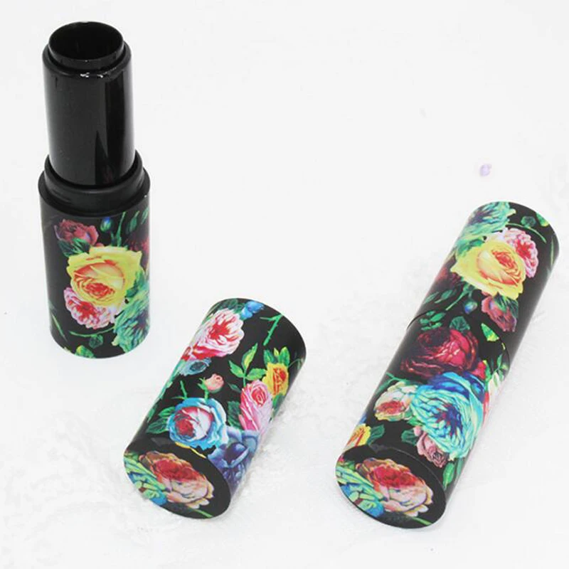 12.1mm Vintage Rose Flower Beauty Empty Lipstick Tubes DIY Makeup Round