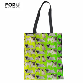 

FORUDESIGNS Cute Pug Dog Pattern Ladies Casual Tote Shoulder Bags Fashion Girls School Storage Bags Handbag Woman Large Bolsa