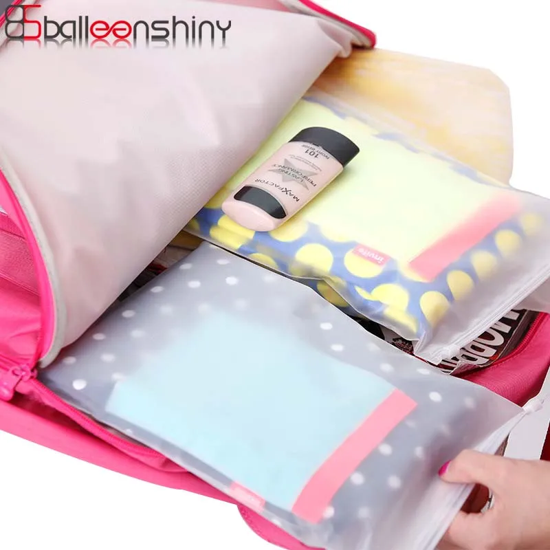 

BalleenShiny 5pcs/set Frosted Transparent Storage Bag Travel Cosmetic Pouch Waterproof Zip lock Shoes Bag Clothes Organizer
