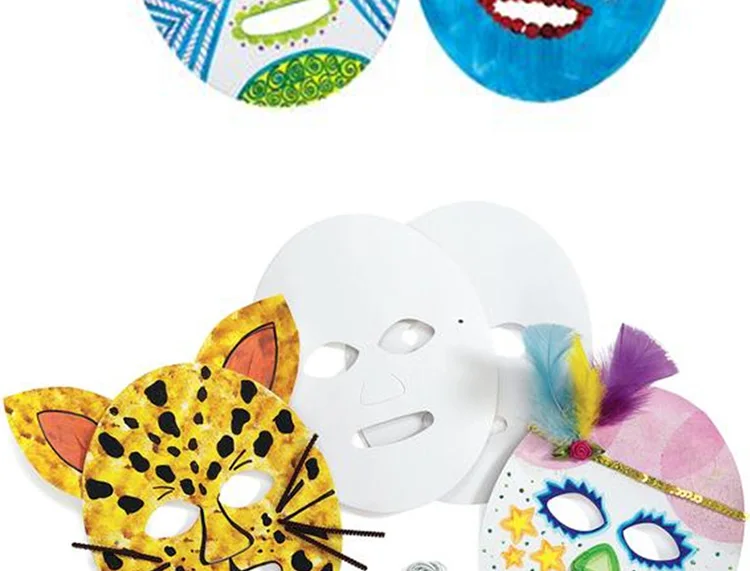 24 шт./партия. Незаконченные, неразукрашенные бумажные бумажная маска ремесла Рисование Игрушки для раннего развития игрушки для детского сада Искусство и ремесла OEM