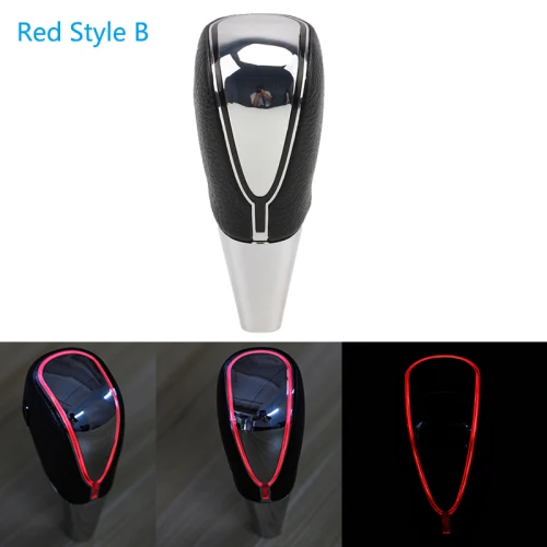 Posbay светодиодный сенсорный активированный рычаг переключения передач белый/красный/синий/многоцветный светодиодный автомобильный рычаг переключения передач рукоятки рычага переключения передач - Название цвета: Red Style B
