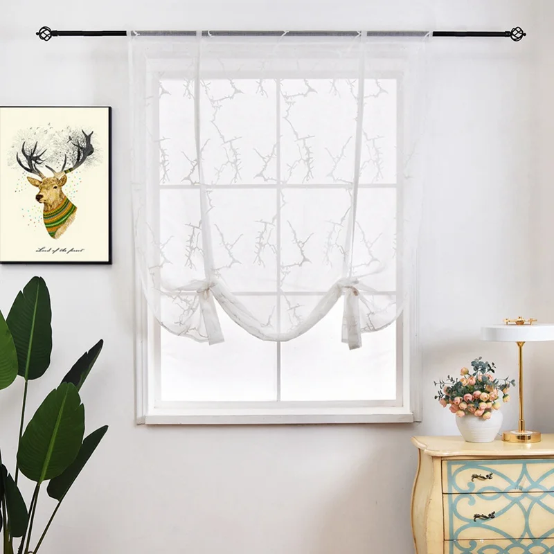 Bay Window Voile Blinds Floral Roman Curtains For Shade Blinds