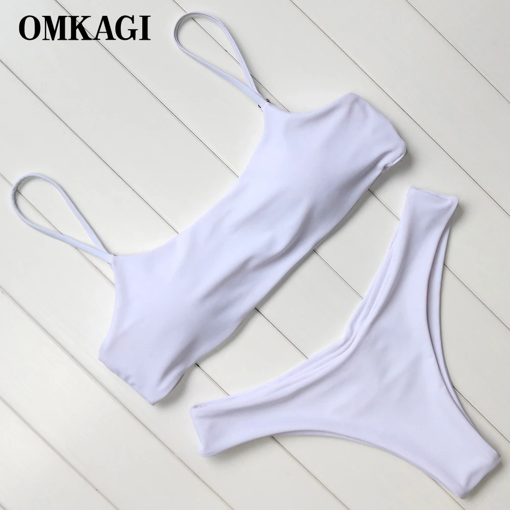 Cena Marka omkagi strój kąpielowy stroje kąpielowe kobiety Sport zestaw Bikini pływanie strój kąpielowy kostiumy kąpielowe Sexy push up brazylijski Bikini 2018