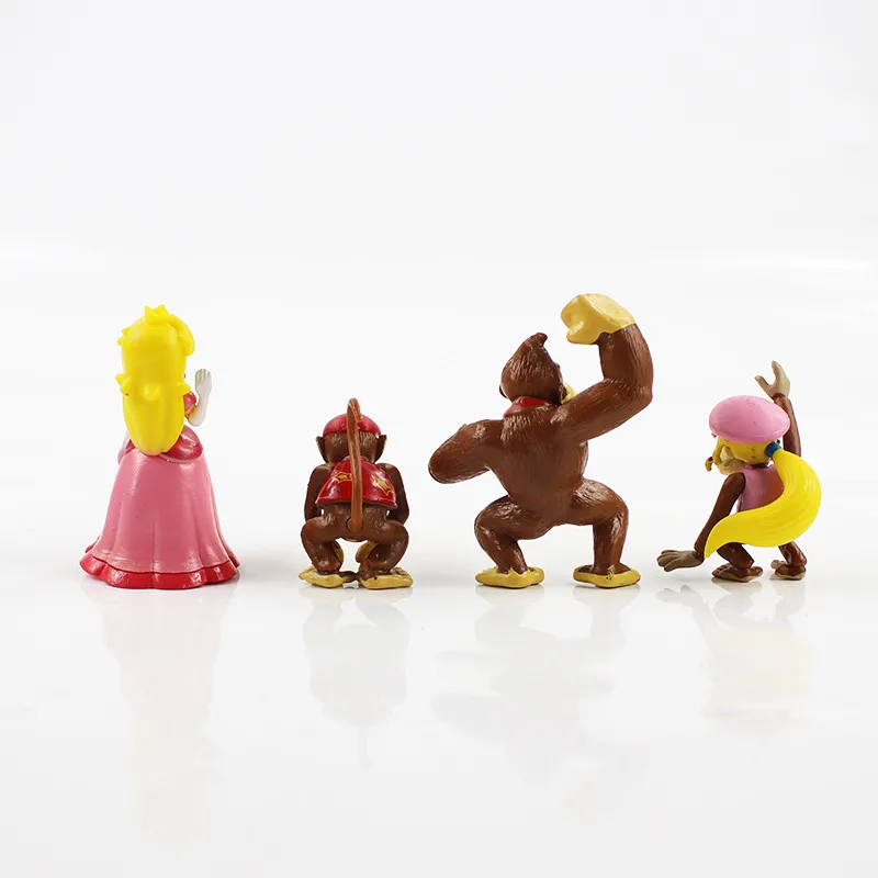 10pcs/set Super Mario Bros Luigi Peach PVC Action Figures Donkey Kong Wario Waluigi Toad Anime Figurines Kids Toys