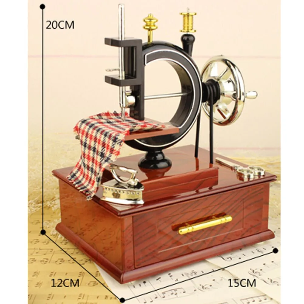 1 шт. замок в небе и для Elise винтажная музыкальная шкатулка мини швейная машина стиль механический подарок на день рождения декор стола лучший подарок