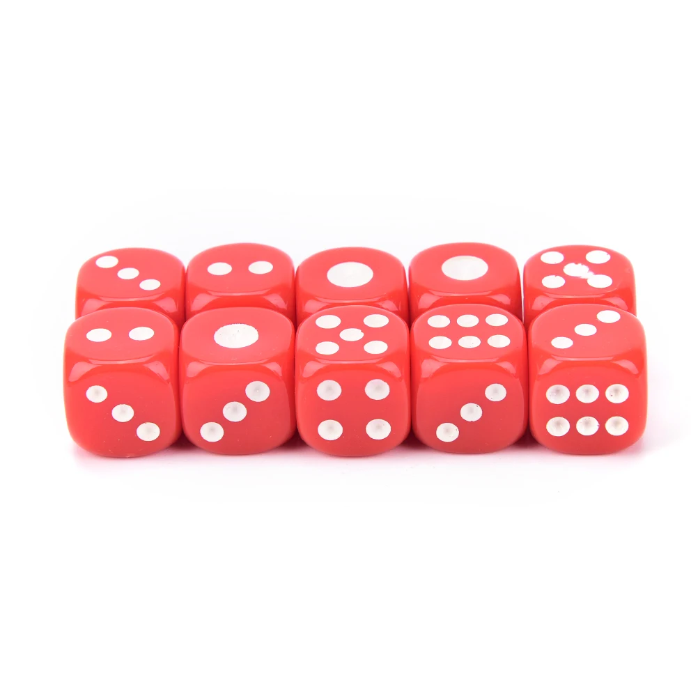 10 шт. акриловые d6 игральные кости, 6 сторонних азартных игр маленькие игральные кости для игры белый красный зеленый синий 12*12*12 мм