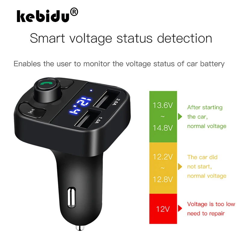Автомобильный беспроводной MP3 плеер KEBIDU с Bluetooth зарядное устройство USB двумя