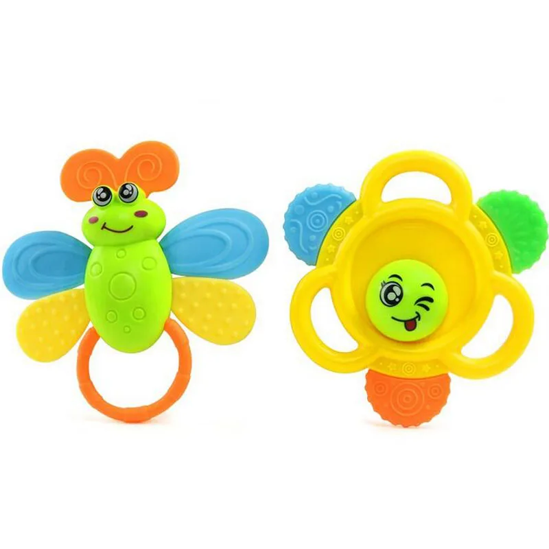 

2Pcs/lot New cartoon baby teethe tingling molars baby bell muffler baby rattles toys