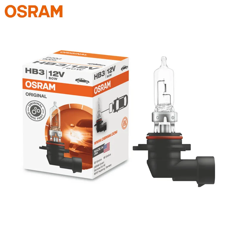 OSRAM оригинальная 9005 HB3 12V 60W 3200K Стандартная автомобильная лампа для замены фар OEM качественная лампа, сделанная в США(10 шт