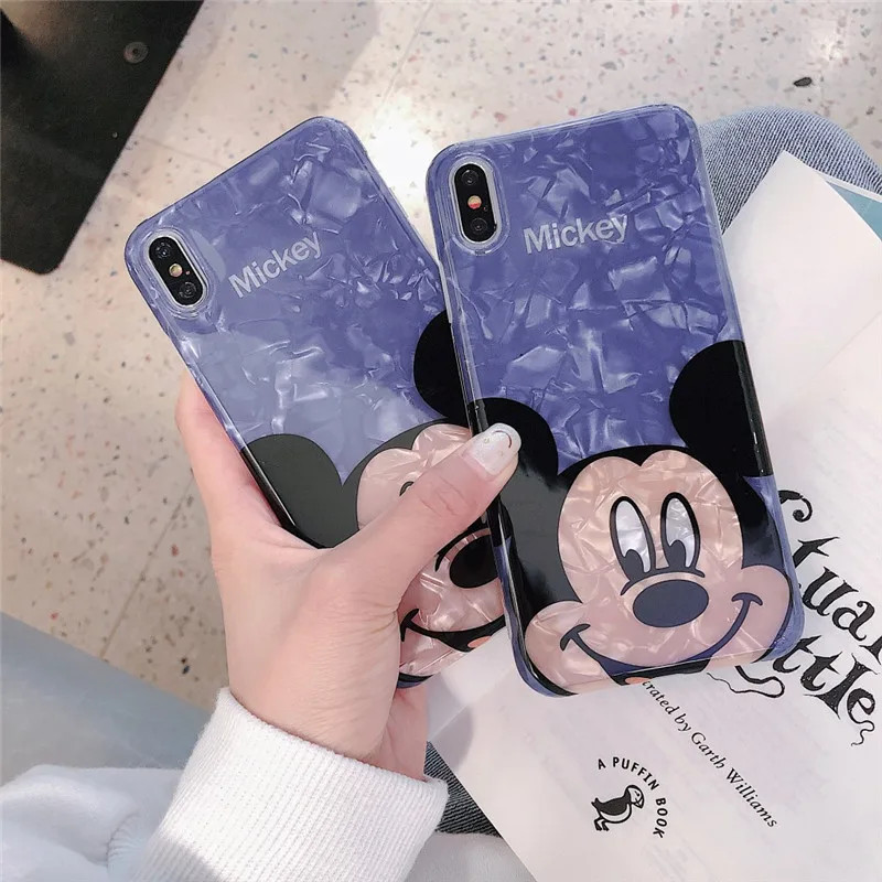 Милый мультяшный Микки Disneys кукла чехол для iPhone X Xs Max Xr 10 8 7 6 6s плюс мерцание Shell