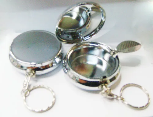 Cinzeiro de Prata Recipiente com Keychain Portátil Caixa Pill Aço Inoxidável Faça Você Mesmo Metal -- um Compartimento-dhl Livre Grátis 100 Pcs 12 High Quality Beleza e saúde